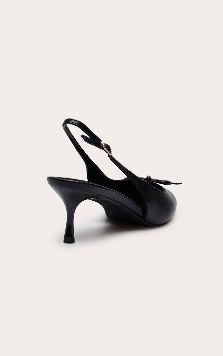 Noir Escarpin Slingback À Talon Chaton En Synthétique Avec Bout Contrasté