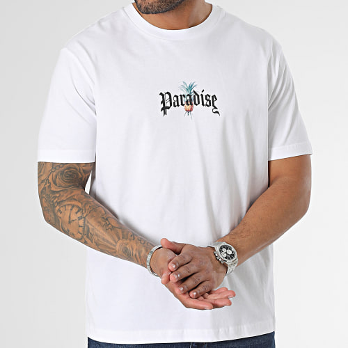 Tee Shirt Oversize Large Paradise Parrot Blanc
