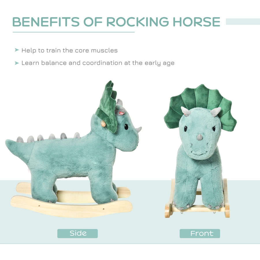 HOMCOM Schaukeltier Spielzeug, Triceratops, Wal Dunkelgrün