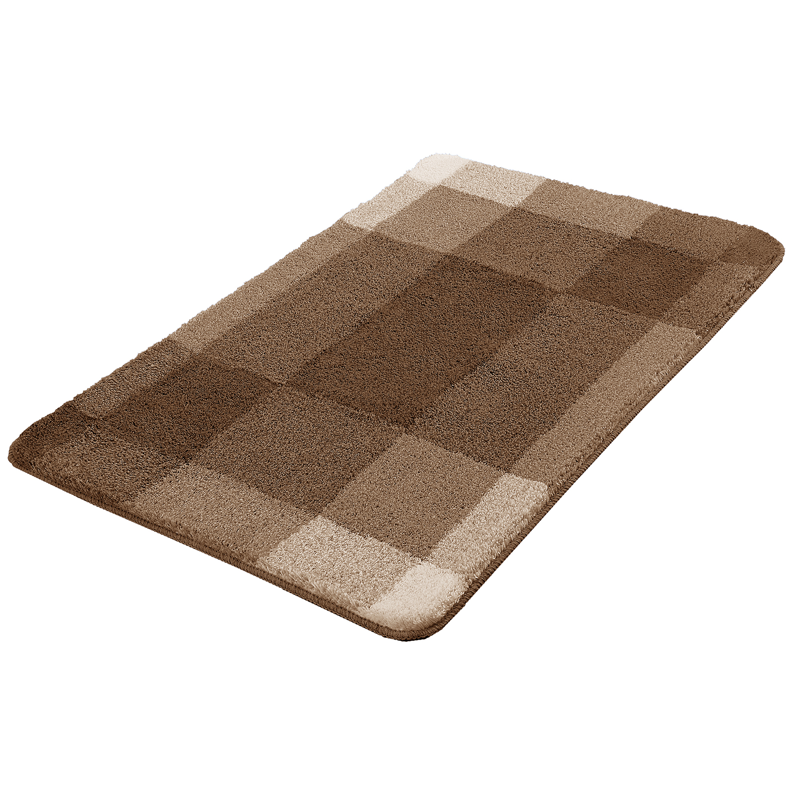 Kleine Wolke Badteppich - taupe - Karomuster - 60x100 cm