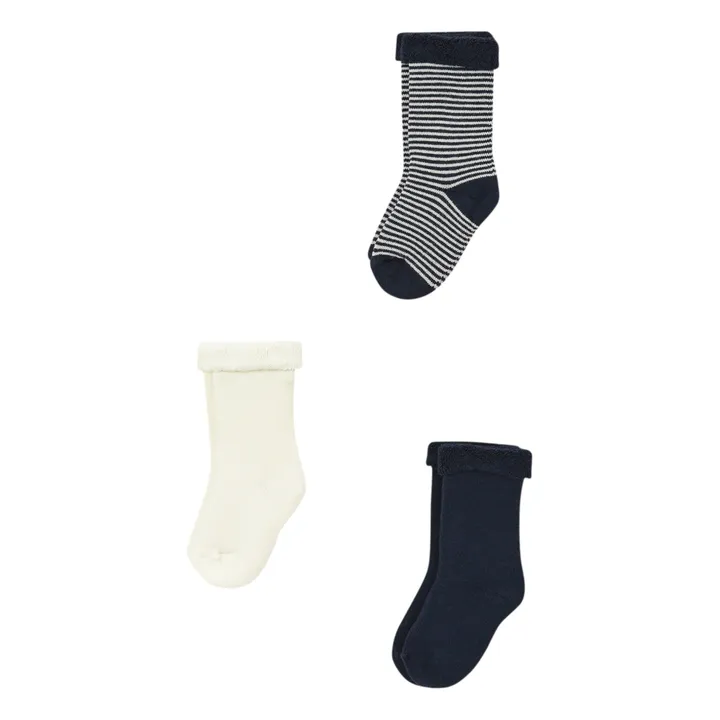 Petit Bateau Lot 3 Paires Chaussettes Coton Bio Mara | Bleu marine