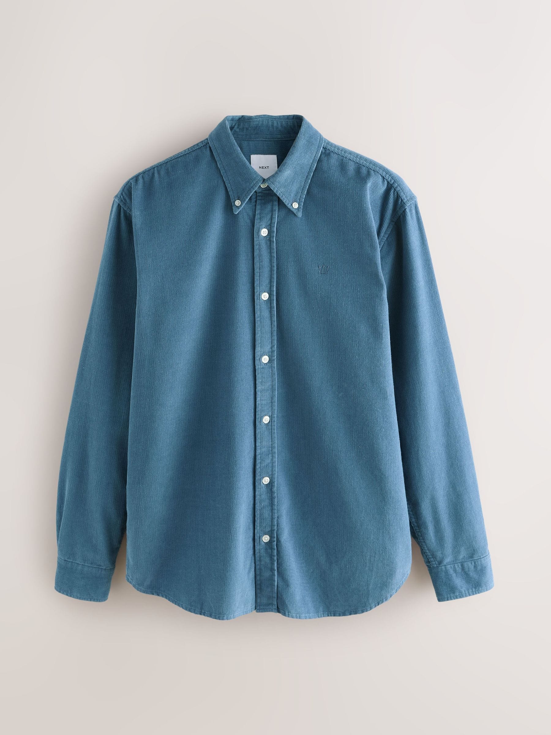 Blauw - Corduroy overhemd met lange mouwen