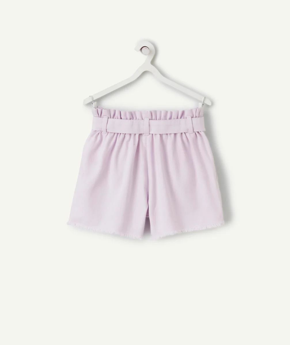 short fille violet effiloché avec ceinture