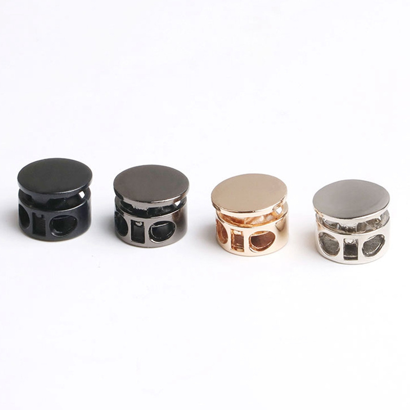 (10er Set) Ø14mm Metall Ersatz Kordel Stopper Mercerie Zubehör Doppelloch Federklemme für Kordelzug / Kleidung / Tasche - Dunkelgrau