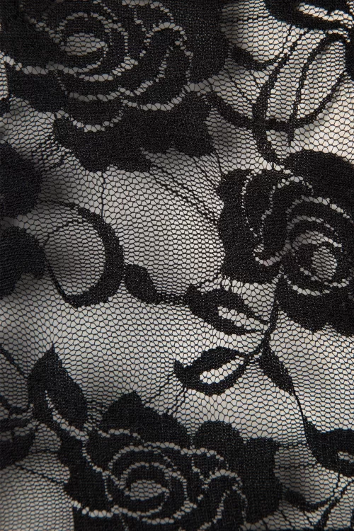 Banned Retro Kanten roos bolero in zwart