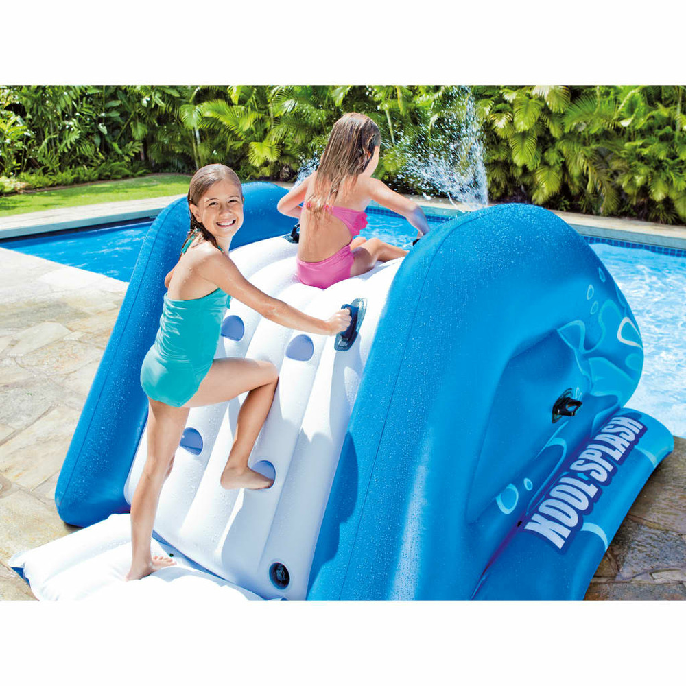 Toboggan aquatique gonflable kool splash bleu