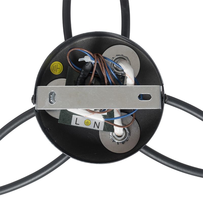 Moderne plafondlamp zwart 6-lichts met smoke glas - Athens