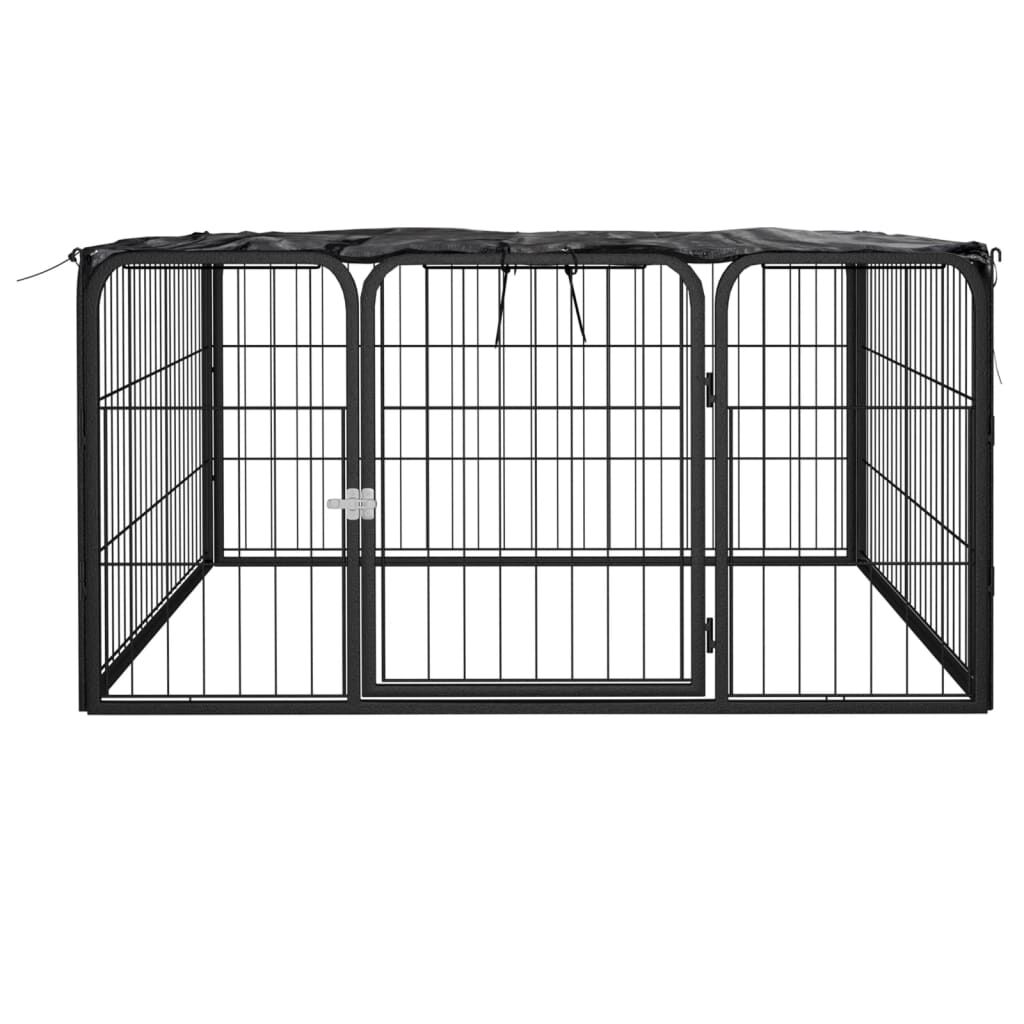 vidaXL Hondenbench, 4 panelen, zwart, 100x50 cm, staal