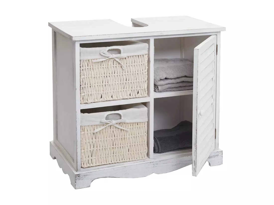 Meuble sous-lavabo MCW-H20, shabby blanc