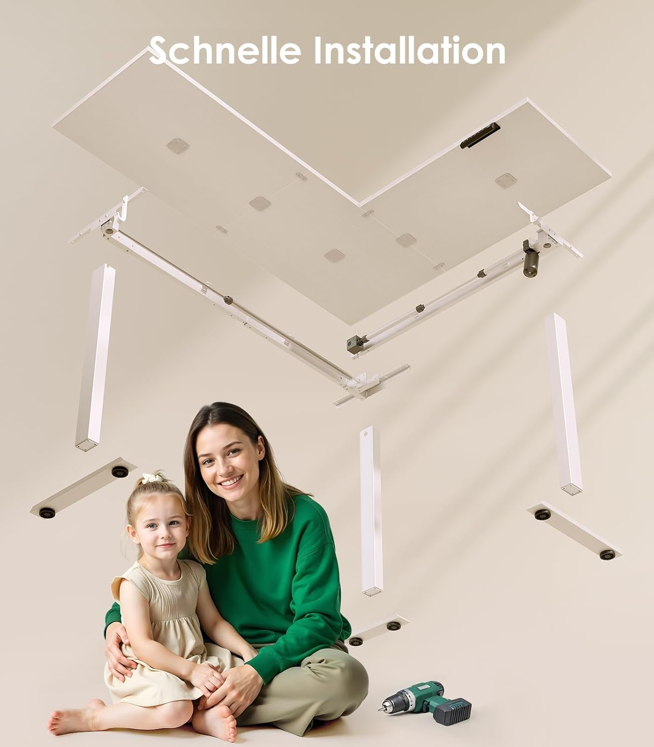 OffiGo L-förmig Höhenverstellbarer Schreibtisch, 160 x 120 cm Schreibtisch Höhenverstellbar Elektrisch, Eckschreibtisch Ergonomischer Steh-Sitz Tisch Computertisch, Weiß