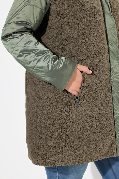 Jacke, Stepp/Teddyfleece, Kapuze, Zipptaschen