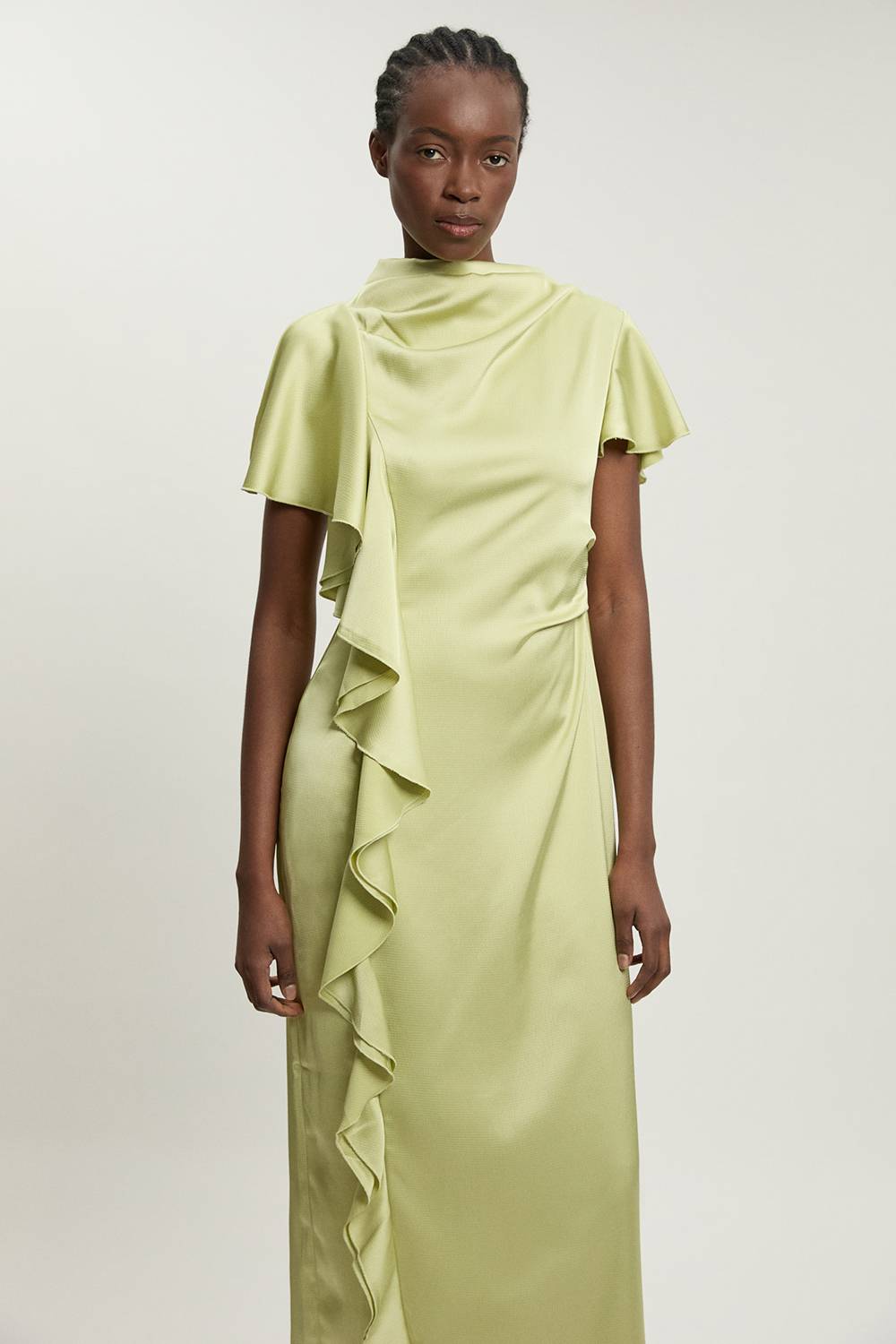 KarenMillen Robe Midi À Volant Texturé En Satin Pour Petite Taille