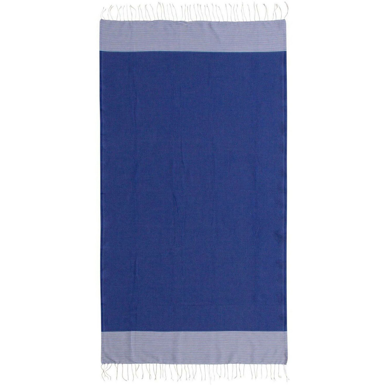 Febronie Fouta Nid d'Abeille Ibiza bleu grecque/blanc - 100x200 cm