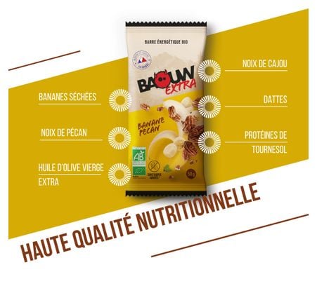 Barre énergétique Baouw Extra Banane/Pécan - 50g