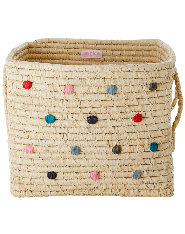 Raffia-Aufbewahrungskorb BELIEVE IN RED LIPSTICK (30x30x25) in natur