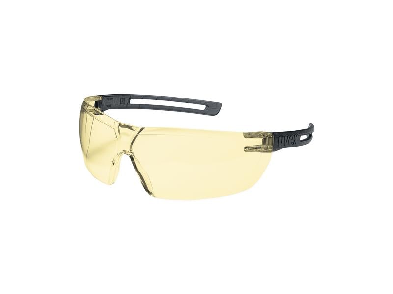 uvex Schutzbrille X-Fit, Amber Bügelbrille mit guter Augenraumabdeckung