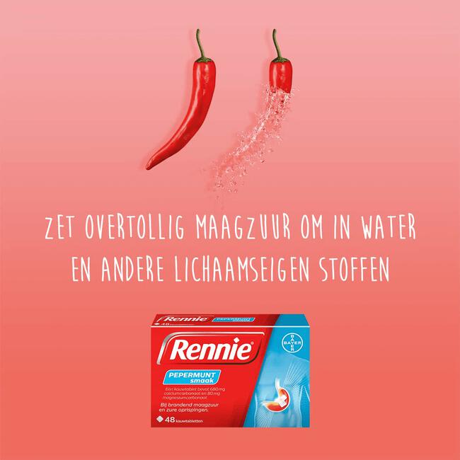 Rennie Pepermunt Kauwtabletten Bij Brandend Maagzuur 48 stuks