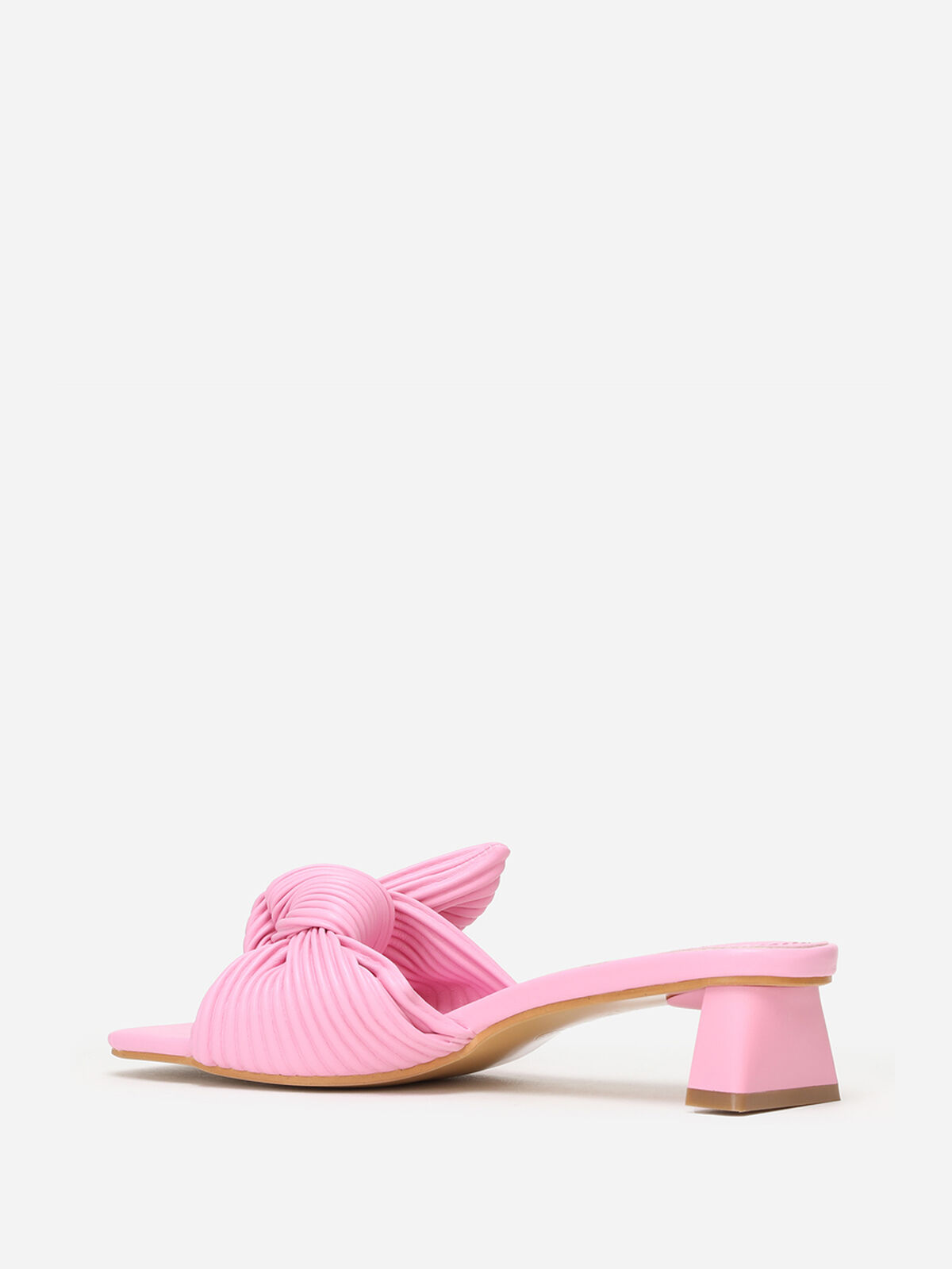 Mules à talon et nœud plissé- Fuchsia