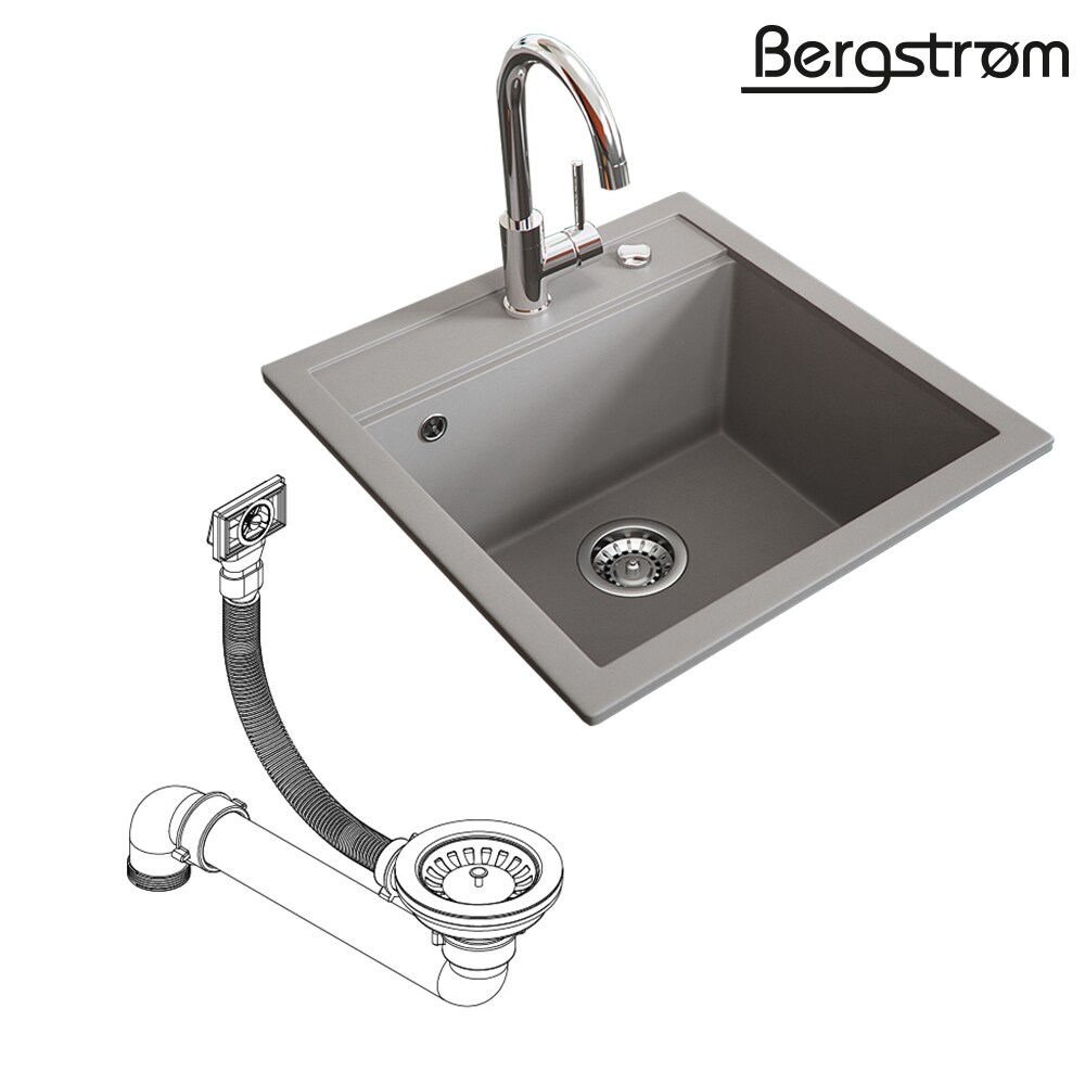 Bergström Granit Spüle Küchenspüle Einbauspüle Spülbecken 490x500mm Beton