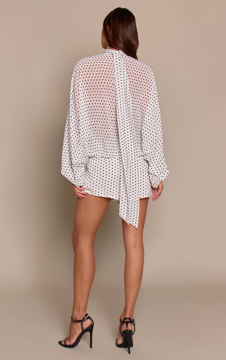 Blanc Ensemble Coordonné Short Court En Mousseline À Pois