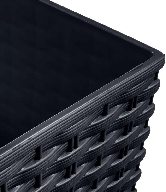 Prosperplast - Rato Square - Bloempot - Antraciet - Rotan Textuur - Inclusief Binnenpot