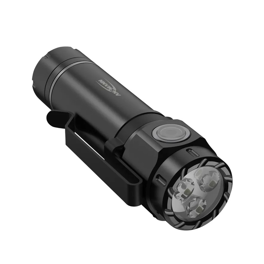 (11cm) Mini Aluminium Akku Taschenlampe Outdoor Heimwerker Licht mit 3 Leucht Modi (1600-0694) - Schwarz
