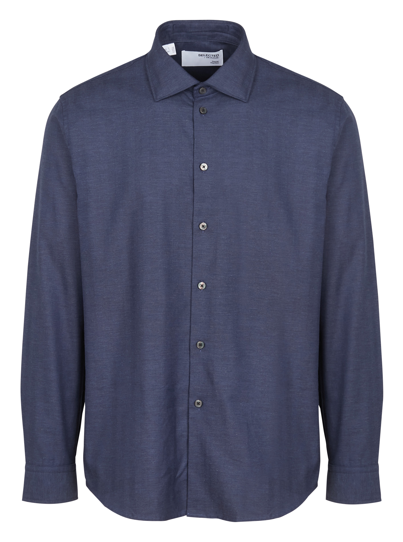 Chemise col classique en coton bio mélangé| Bleu