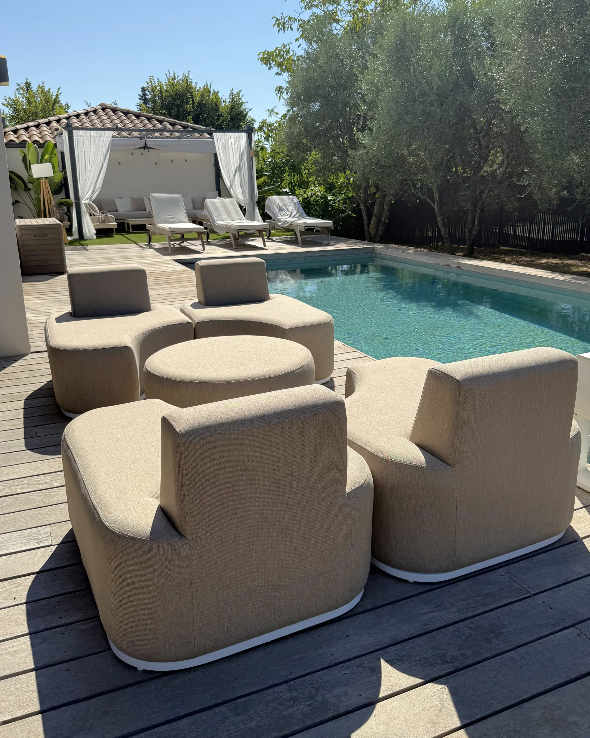 Loungeset met tafel 4-zits FABRO Stof Beige