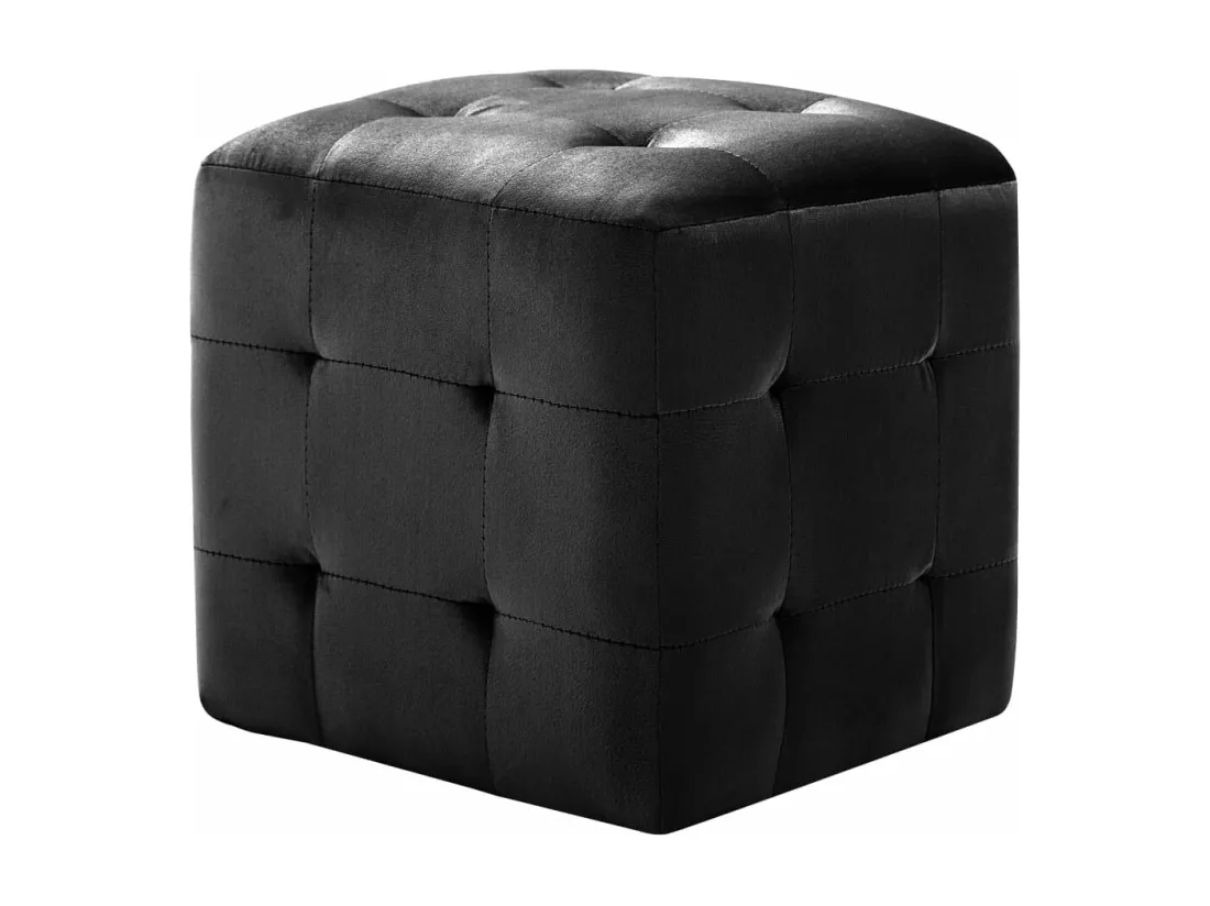 2 pcs Poufs Noir 30 x 30 x 30 cm Tissu velours