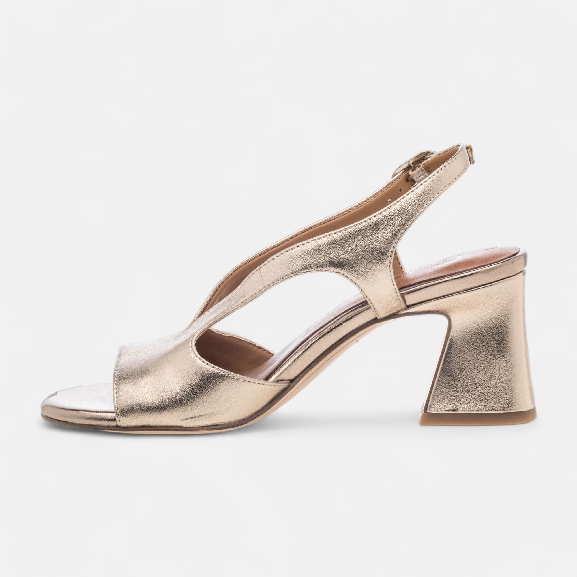 Nu-pieds à talon Femme en cuir or