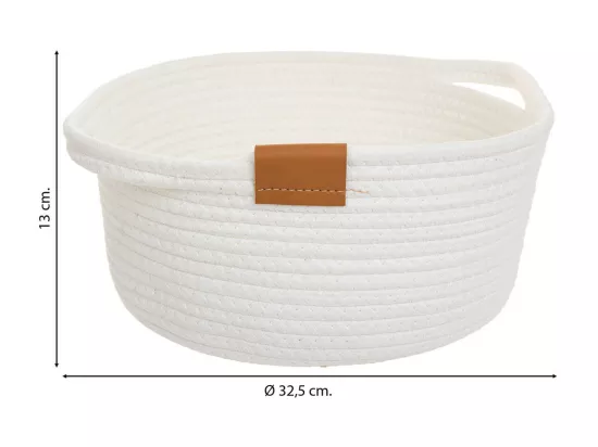 Panier en coton en blanc D32,5x13
