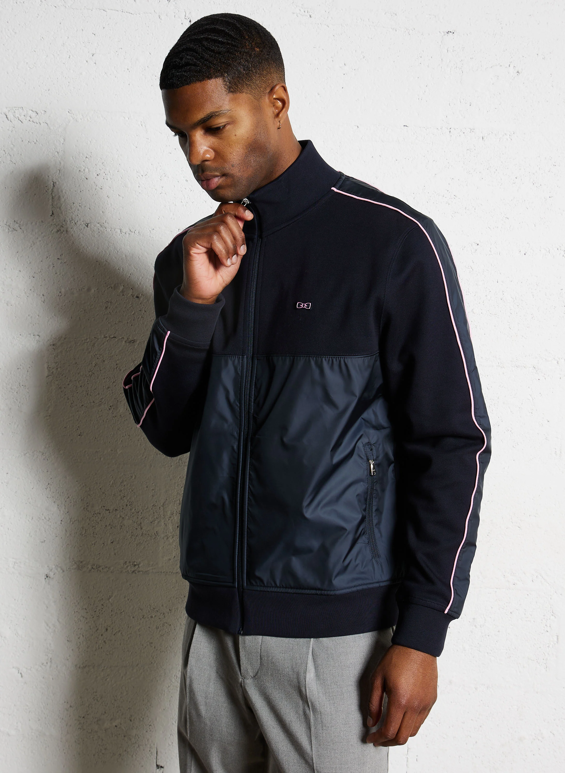 Sweat zippé en coton mélangé | Bleu