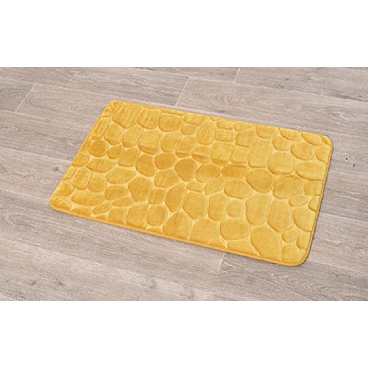 TAPIS MEMOIRE DE FORME MICROFIBRE GALET 50X80CM MOUTARDE