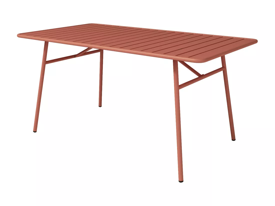 Salle à manger de jardin en métal : la table L.160 cm et 6 fauteuils - Terracotta - BIRMOS de MYLIA