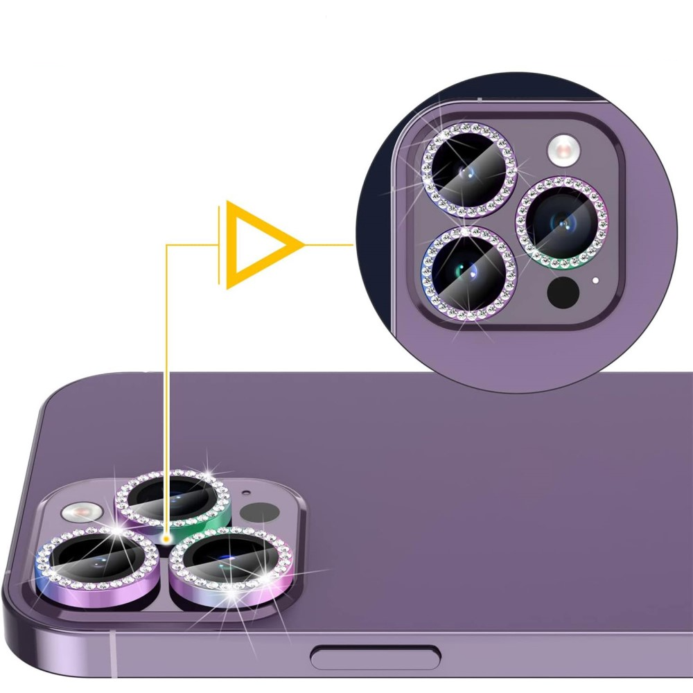 iPhone 15 Pro / iPhone 15 Pro Max Kameraschutz Objektiv Ring Protector Glitzer Abdeckung - Regenbogen