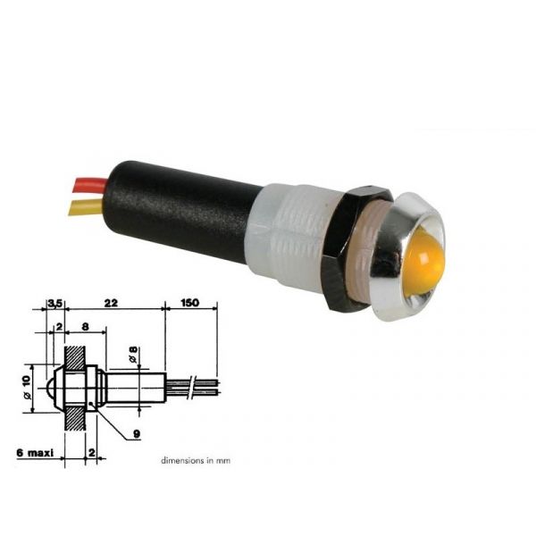 Velleman LED Piloto Yellow Anel Cromado 5v - 5VCY