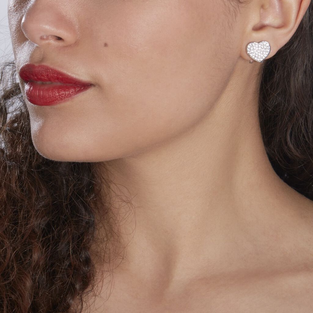 Boucles D'oreilles Puces Darwin Argent Blanc Oxyde