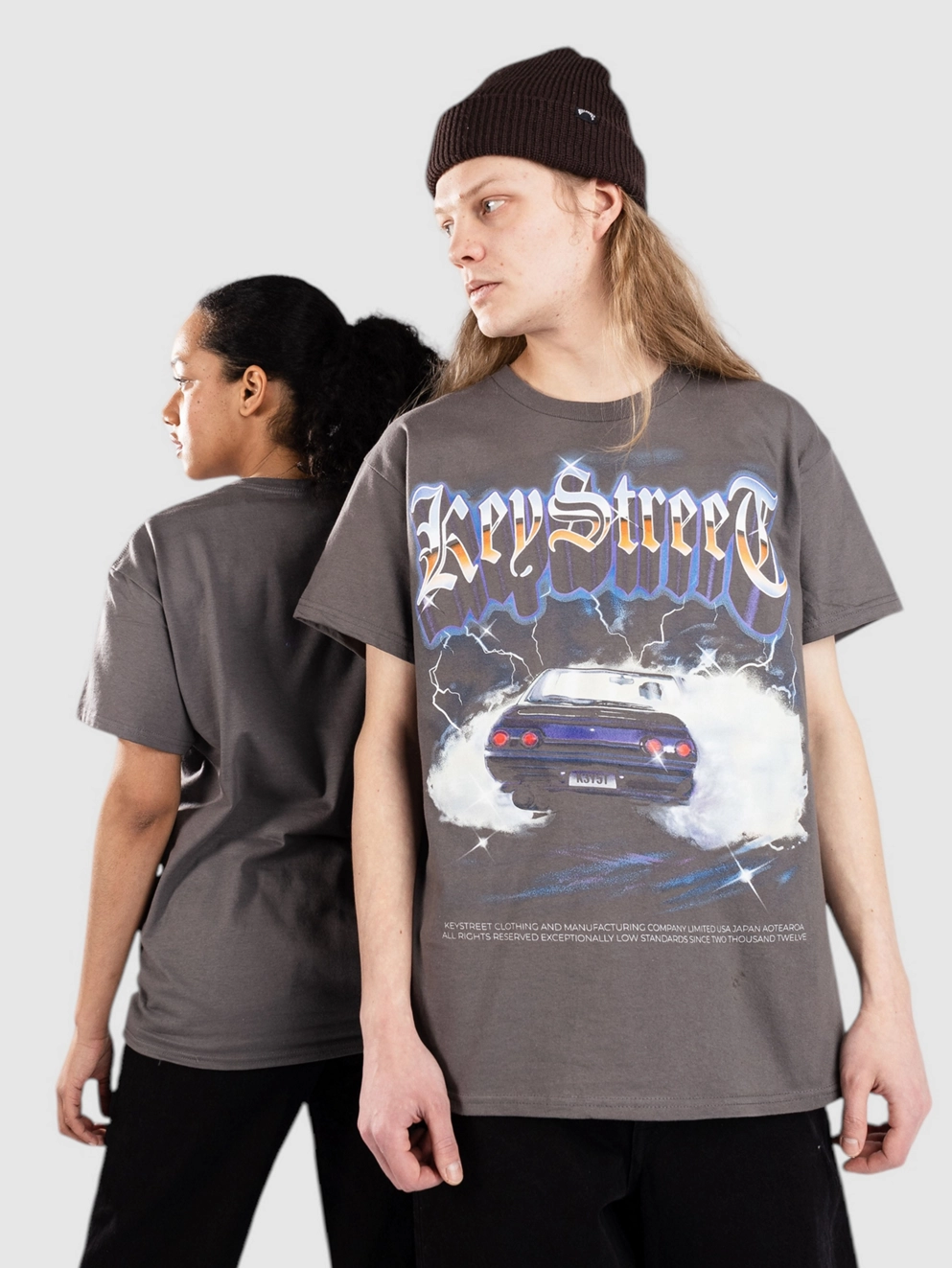 Key Street Burn Out T-Shirt charcoal