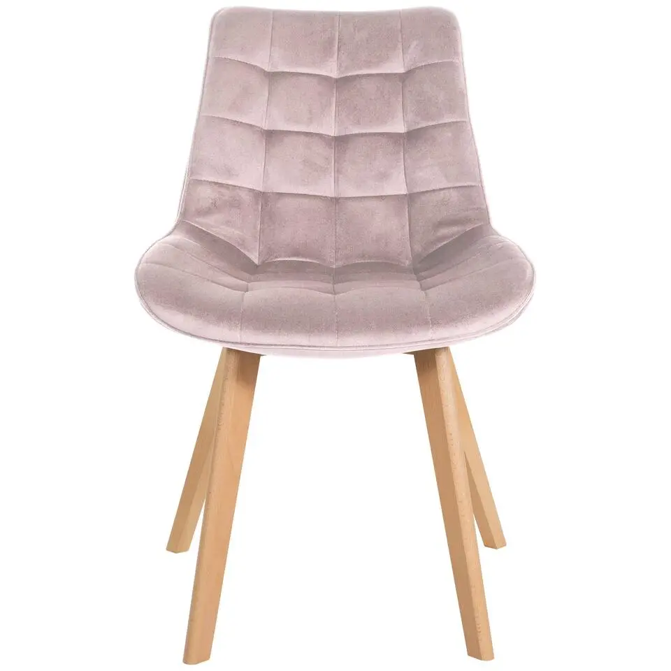 CLP Eetkamerstoel Brook natura Frame - Fluweel - roze