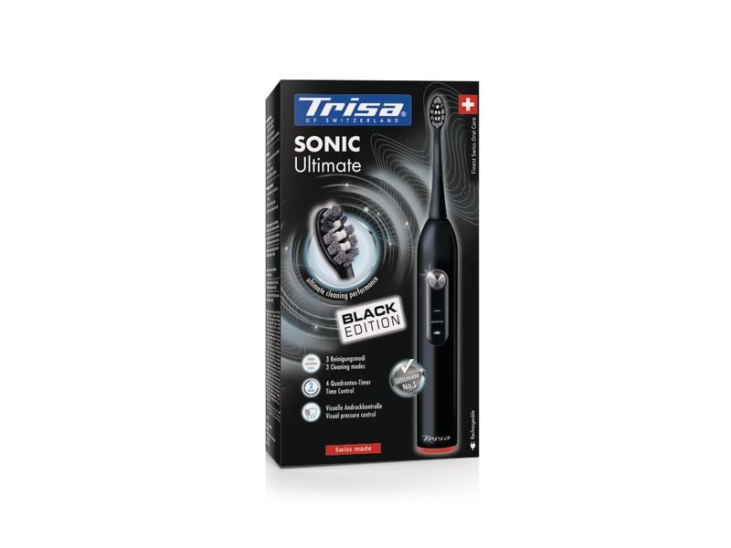 Trisa Schallzahnbürste Sonic Ultimate Black Edition Elektrische Zahnbürste
