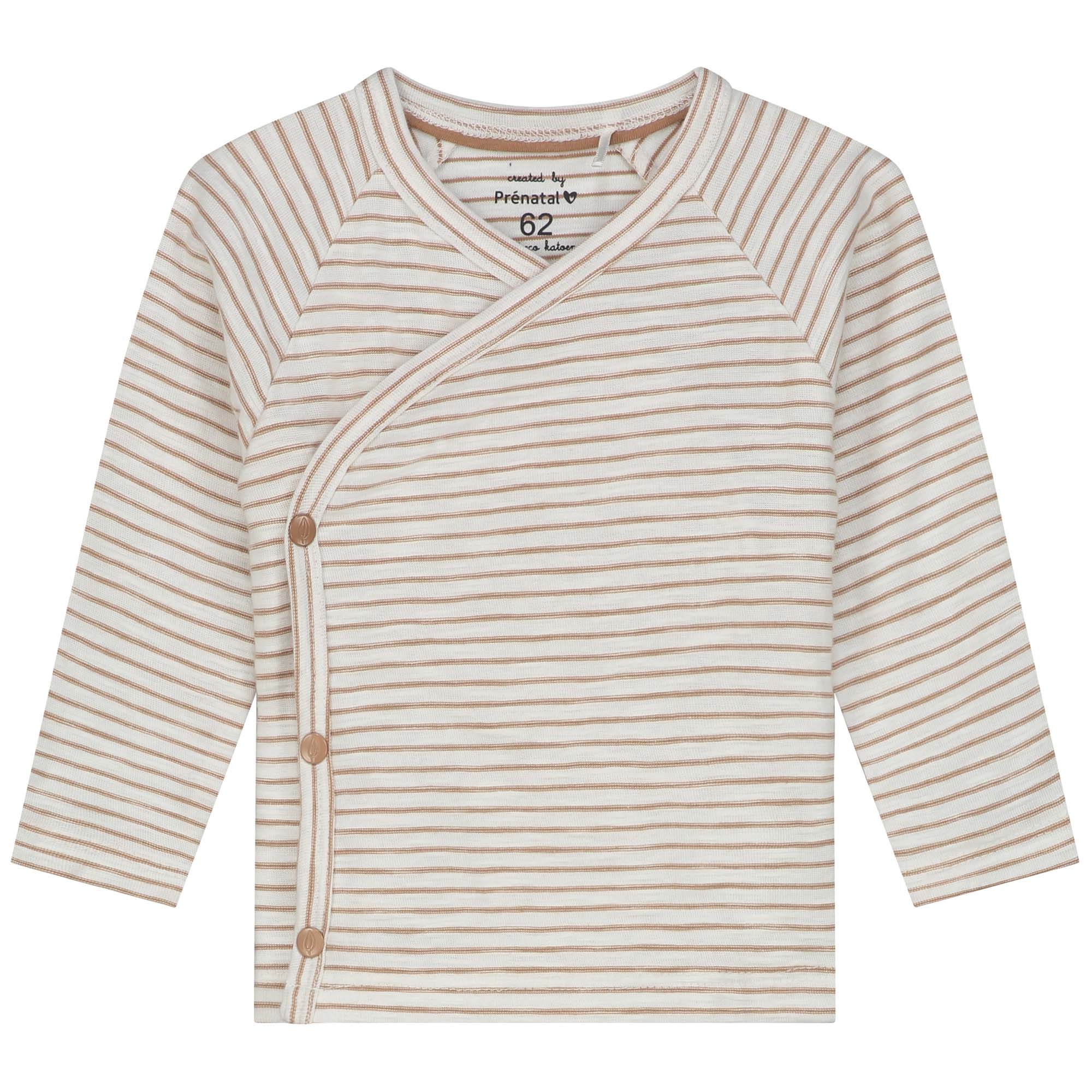 Prénatal newborn shirt Pure lange mouwen strepen bruin