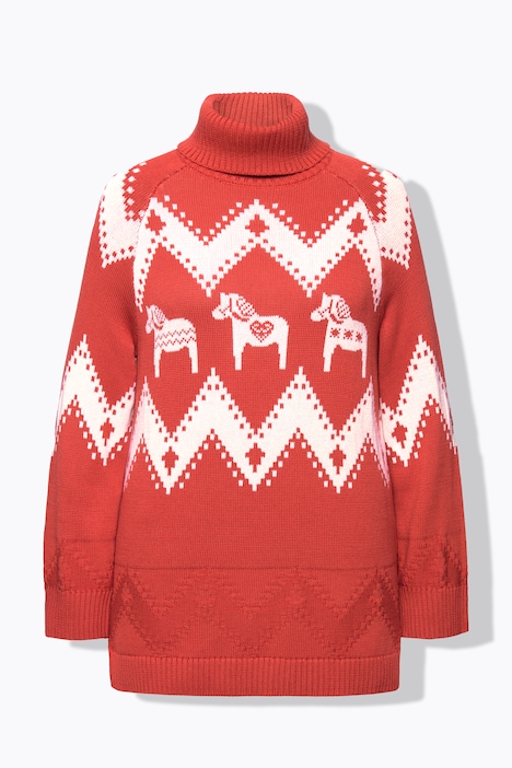 Pullover, Fair Isle, Rollkragen, Langarm, Biobaumwolle