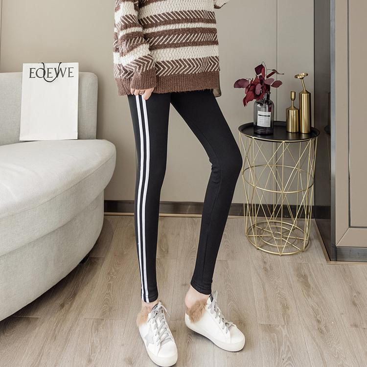 Warme Damen Winter Leggings Plüsch gefüttert mit Streifen (One Size) - Grau