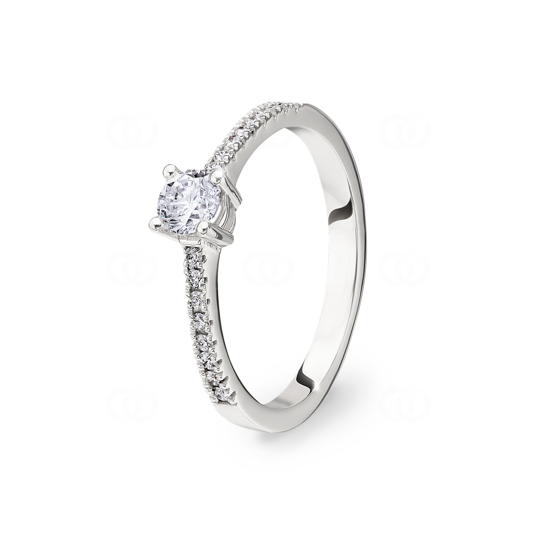 Verlobungsring 750/18 K Weissgold mit Diamanten 0.44 ct H/si