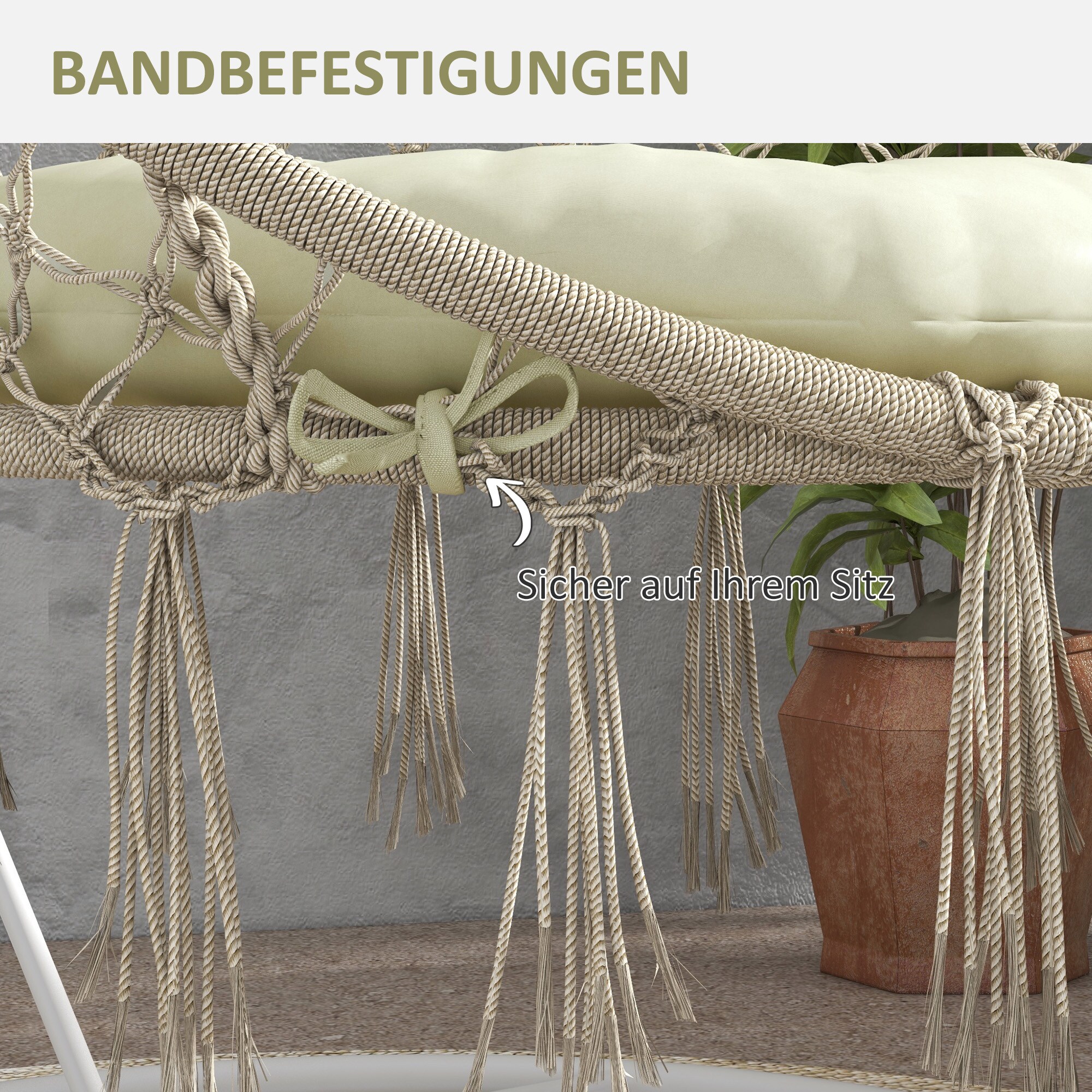 Outsunny Sitzkissen mit 10 cm dicker Polsterung beige Ø80 x 10H cm