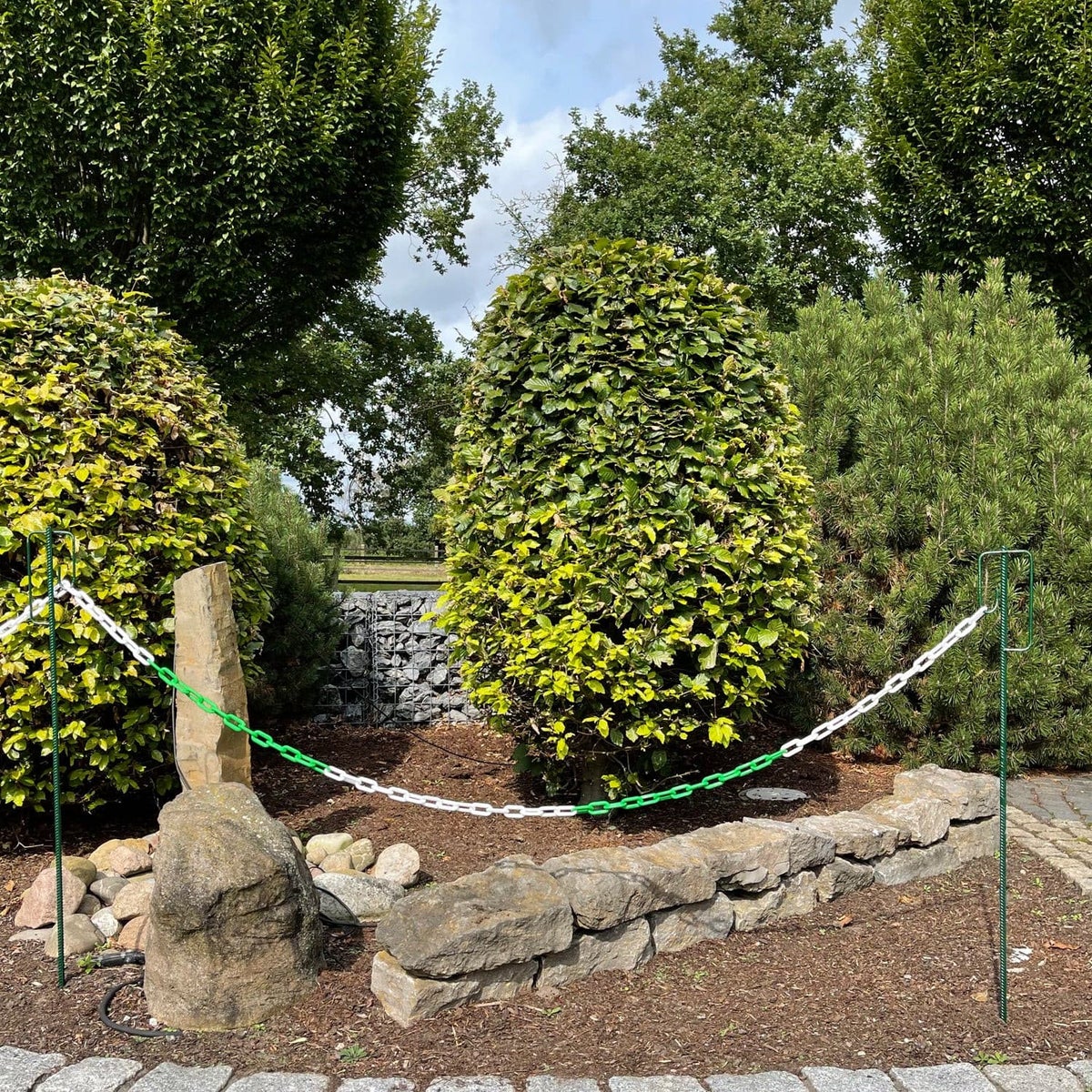 UVV 10 x Afzetkoordhouders, lantaarnijzer, geverfd, 1,20 m in vier kleuren / Groen