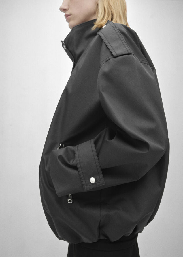 MANGO Oversize button down parka Black