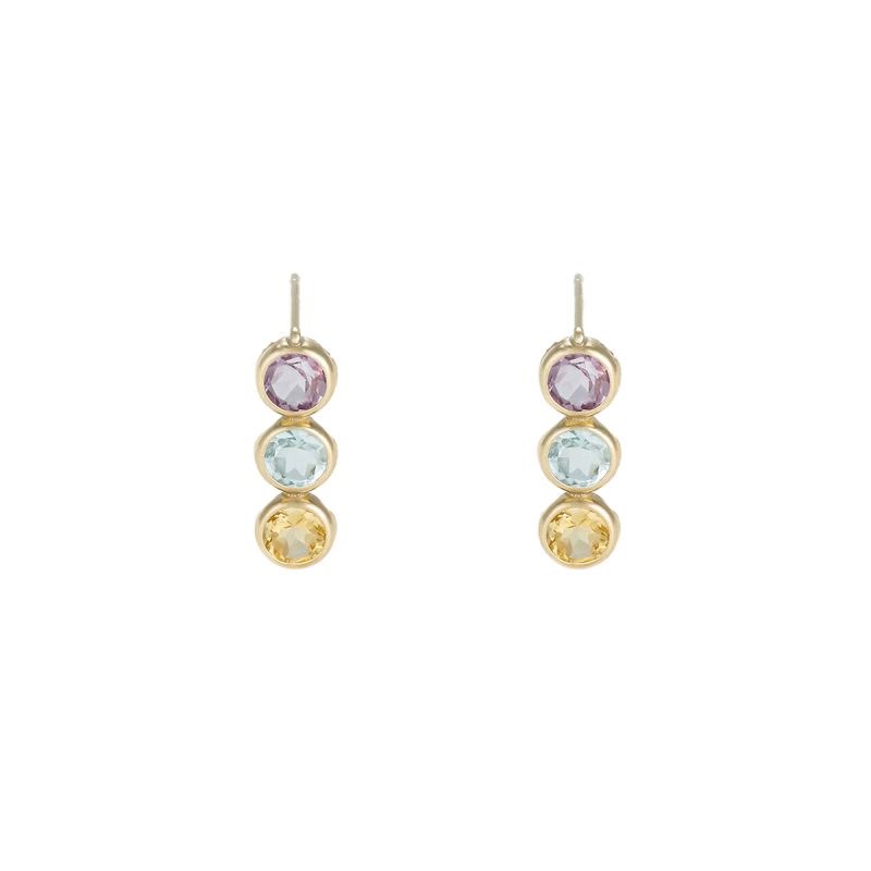 Boucles d'oreilles Or jaune et pierres précieuses