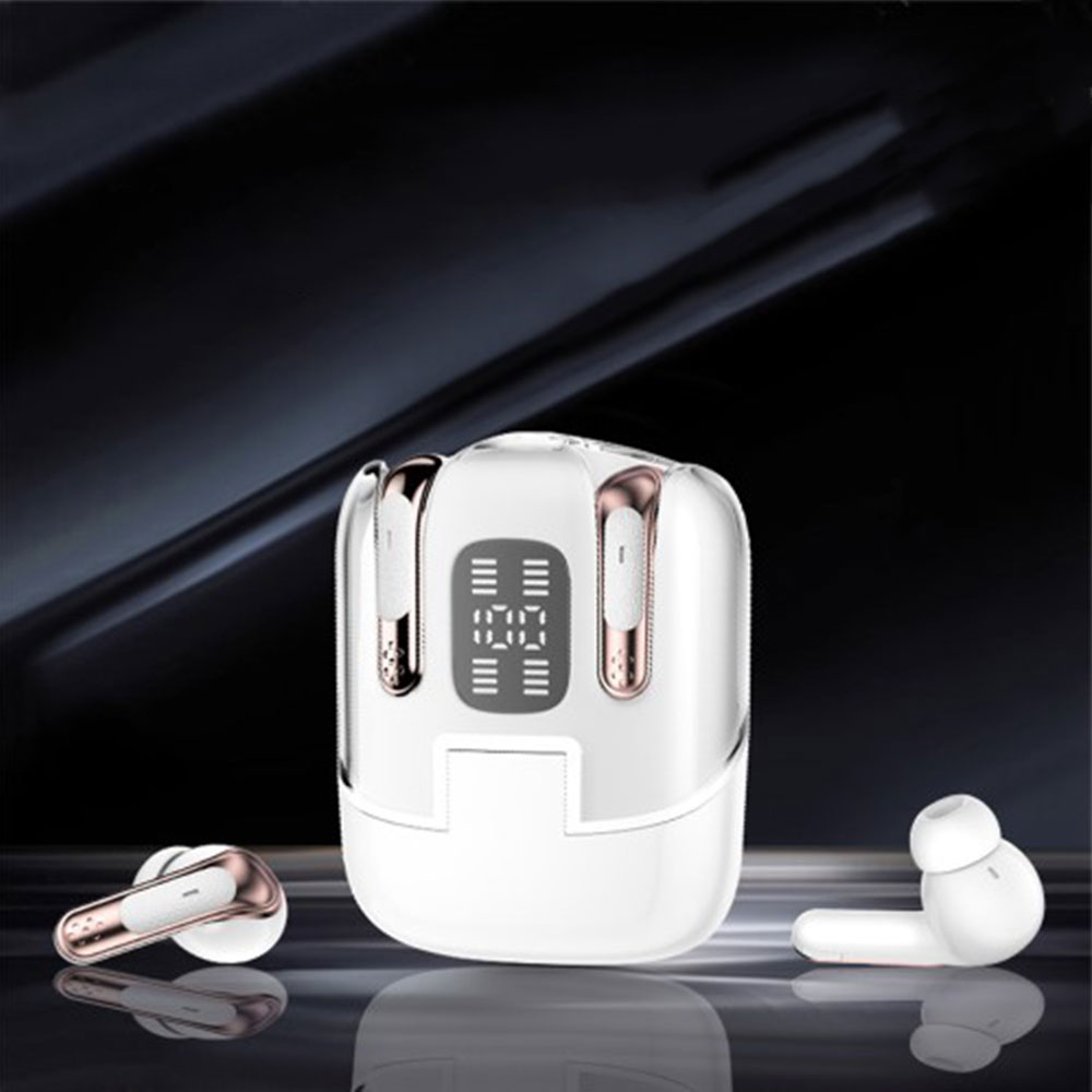 In-Ear Bluetooth 5.4 Wireless Stereo Audio Sport Kopfhörer inkl. Ladecase mit Display-Ladeanzeige (300mAh) - Weiss
