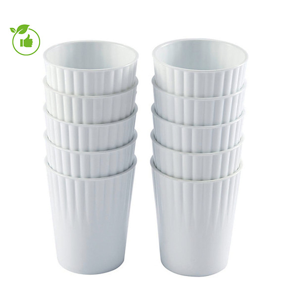 Gobelets réutilisables Gilac blancs 22 cl, lot de 10